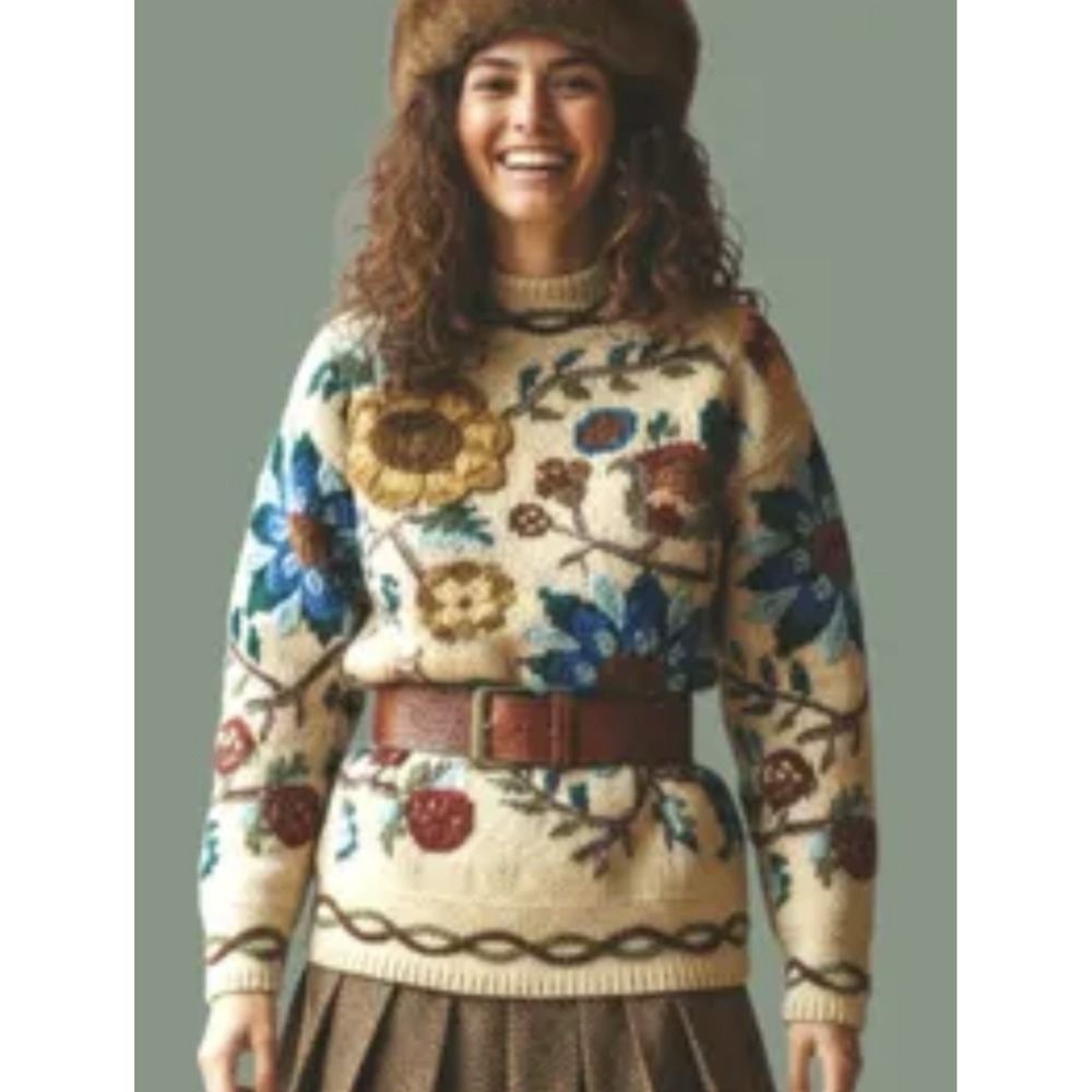 Vintage ALL WEEK LONG Pullover Mock Nock Sweater Embroidered Medium